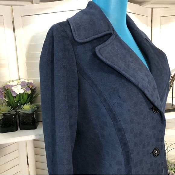 Vintage 90s Y2K Navy Blue Cotton Blend Pea Coat - Medium - Picture 4 of 8